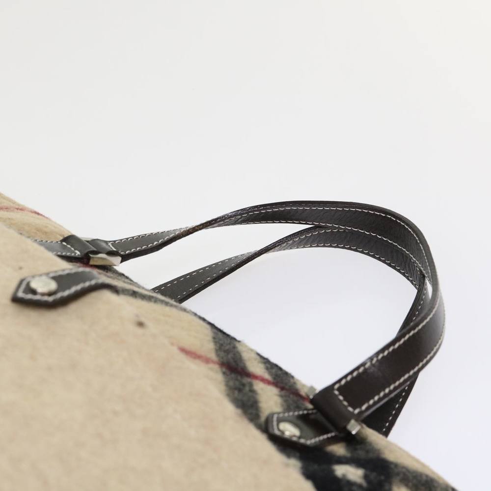 BURBERRY Nova Check Blue Label Tote Bag Wool Beige Auth bs6452 - Picture 8 of 16